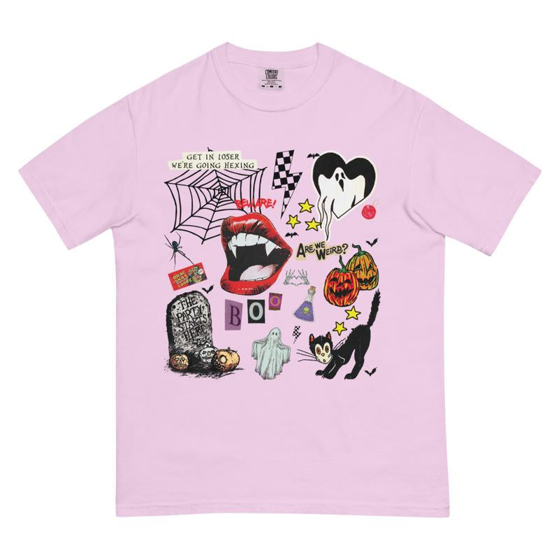 Comfort Colors Shirt Retro Graphic Halloween T-Shirt, Print T-Shirt, Vintage Halloween Sweatshirts, Halloween Tok, Fall Crewnecks, Fall Sweaters, Spooky Shirt, Trending T-Shirt, Oversized, Cotton, Ghost Cartoon