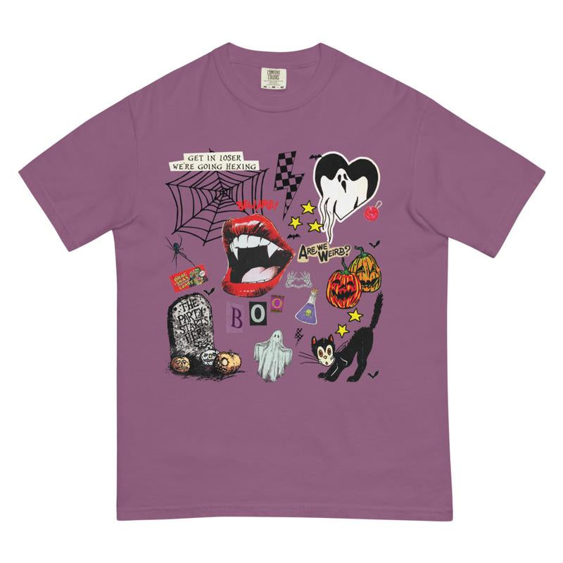 Comfort Colors Shirt Retro Graphic Halloween T-Shirt, Print T-Shirt, Vintage Halloween Sweatshirts, Halloween Tok, Fall Crewnecks, Fall Sweaters, Spooky Shirt, Trending T-Shirt, Oversized, Cotton, Ghost Cartoon