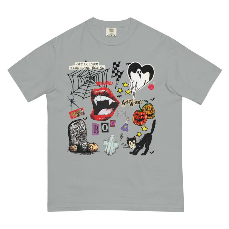 Comfort Colors Shirt Retro Graphic Halloween T-Shirt, Print T-Shirt, Vintage Halloween Sweatshirts, Halloween Tok, Fall Crewnecks, Fall Sweaters, Spooky Shirt, Trending T-Shirt, Oversized, Cotton, Ghost Cartoon