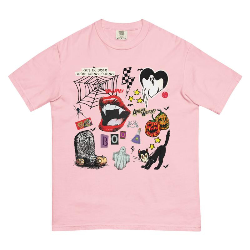 Comfort Colors Shirt Retro Graphic Halloween T-Shirt, Print T-Shirt, Vintage Halloween Sweatshirts, Halloween Tok, Fall Crewnecks, Fall Sweaters, Spooky Shirt, Trending T-Shirt, Oversized, Cotton, Ghost Cartoon