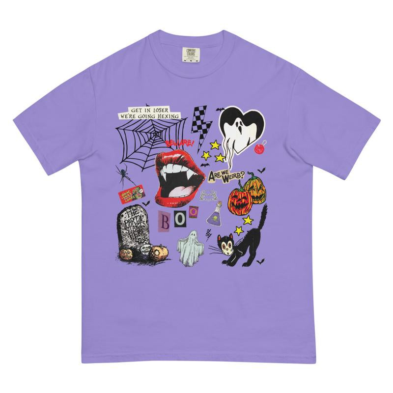 Comfort Colors Shirt Retro Graphic Halloween T-Shirt, Print T-Shirt, Vintage Halloween Sweatshirts, Halloween Tok, Fall Crewnecks, Fall Sweaters, Spooky Shirt, Trending T-Shirt, Oversized, Cotton, Ghost Cartoon