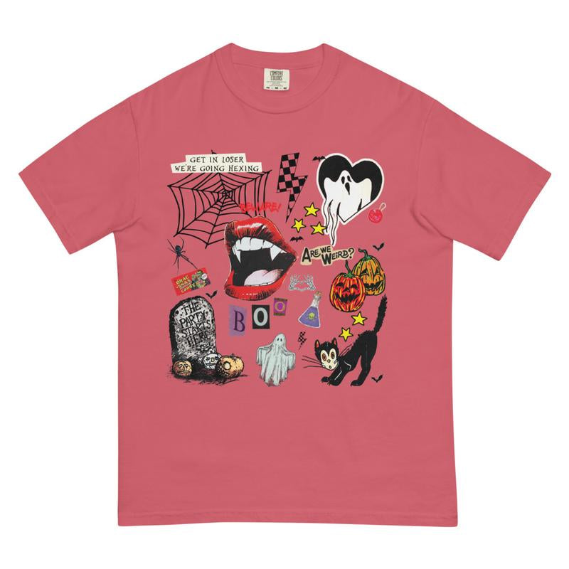 Comfort Colors Shirt Retro Graphic Halloween T-Shirt, Print T-Shirt, Vintage Halloween Sweatshirts, Halloween Tok, Fall Crewnecks, Fall Sweaters, Spooky Shirt, Trending T-Shirt, Oversized, Cotton, Ghost Cartoon