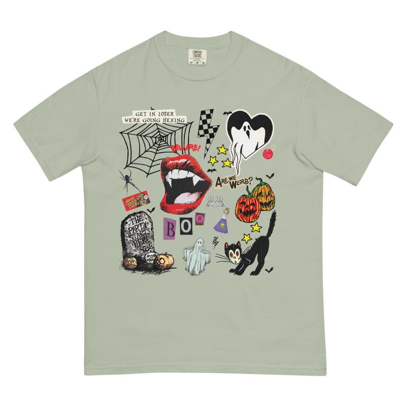 Comfort Colors Shirt Retro Graphic Halloween T-Shirt, Print T-Shirt, Vintage Halloween Sweatshirts, Halloween Tok, Fall Crewnecks, Fall Sweaters, Spooky Shirt, Trending T-Shirt, Oversized, Cotton, Ghost Cartoon