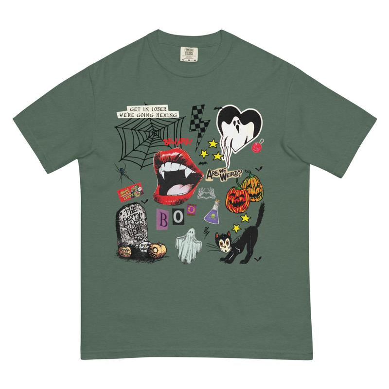 Comfort Colors Shirt Retro Graphic Halloween T-Shirt, Print T-Shirt, Vintage Halloween Sweatshirts, Halloween Tok, Fall Crewnecks, Fall Sweaters, Spooky Shirt, Trending T-Shirt, Oversized, Cotton, Ghost Cartoon