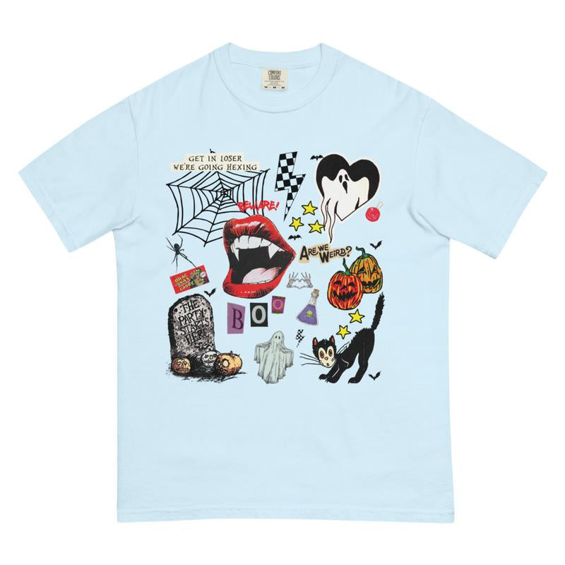 Comfort Colors Shirt Retro Graphic Halloween T-Shirt, Print T-Shirt, Vintage Halloween Sweatshirts, Halloween Tok, Fall Crewnecks, Fall Sweaters, Spooky Shirt, Trending T-Shirt, Oversized, Cotton, Ghost Cartoon