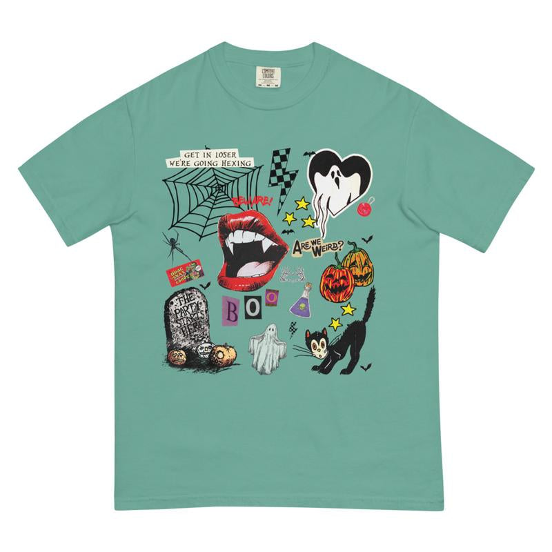Comfort Colors Shirt Retro Graphic Halloween T-Shirt, Print T-Shirt, Vintage Halloween Sweatshirts, Halloween Tok, Fall Crewnecks, Fall Sweaters, Spooky Shirt, Trending T-Shirt, Oversized, Cotton, Ghost Cartoon
